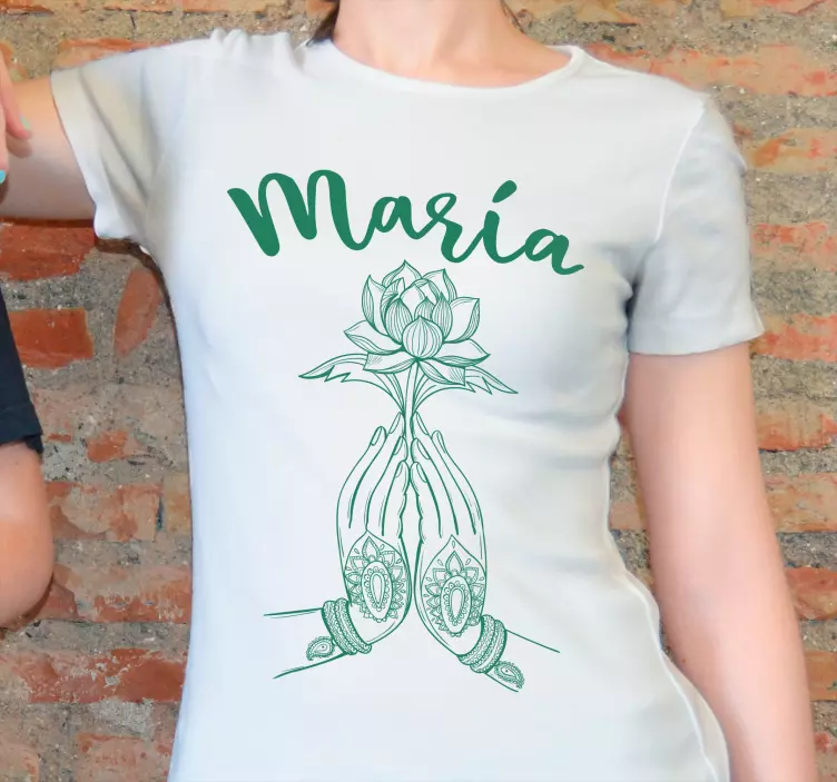 Hænder mandala med navn tilpasset t-shirt - TenStickers