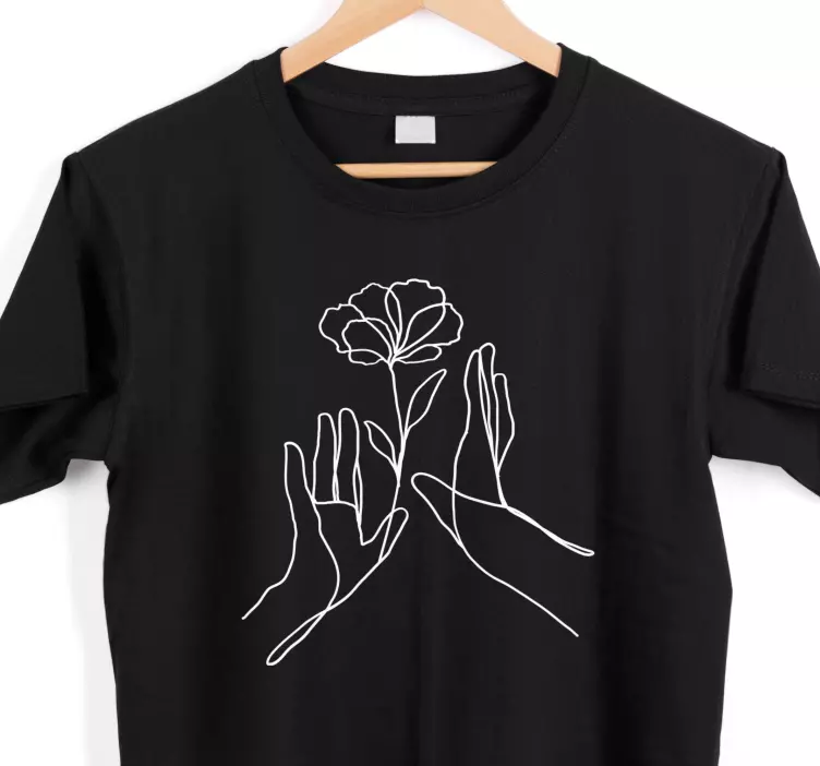 Hånd blomst line art custom t-shirt - TenStickers
