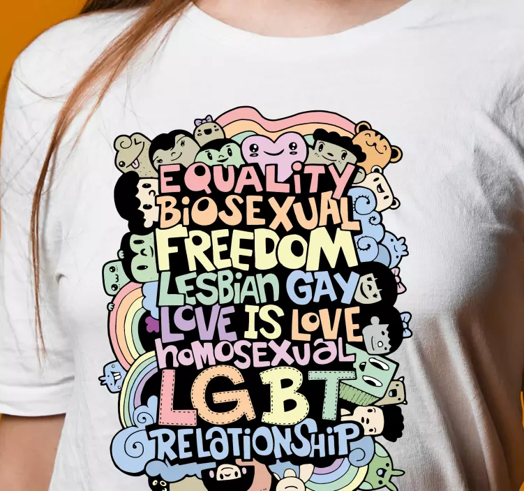 Håndtegning navne på lgbt brugerdefineret t-shirt - TenStickers