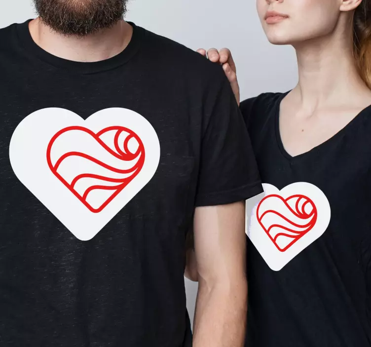 Hvide og røde hjerter par t -shirts - TenStickers