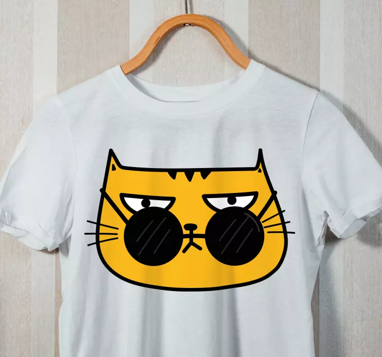 Kat med solbriller cool stil tilpasset t-shirt - TenStickers