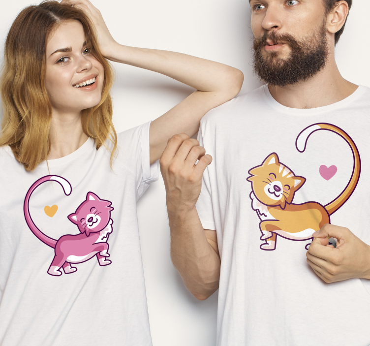 Katte i kærlighed par t -shirts - TenStickers