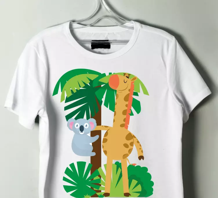Koalaer, der krammer en giraf-t-shirt til børn - TenStickers