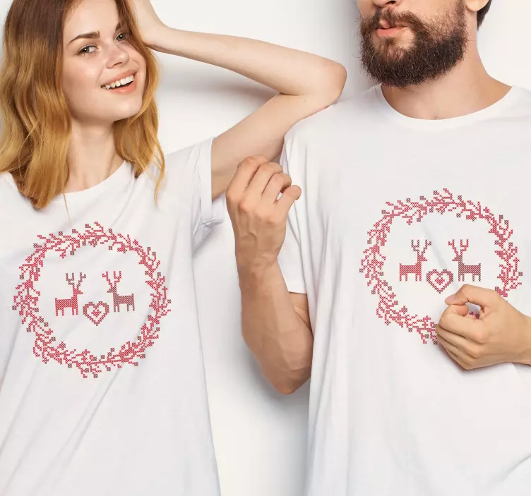 Korssting hjerte par t -shirts - TenStickers
