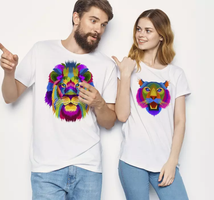 Løve og løvinde par t-shirts - TenStickers