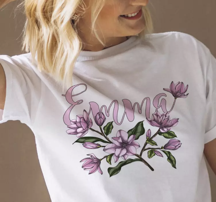 Magnolia med navn personlig t-shirt - TenStickers
