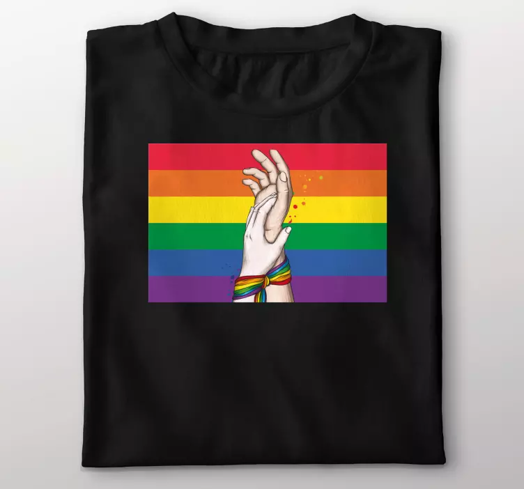Menneskelige hænder og lgbt regnbue brugerdefineret t-shirt - TenStickers