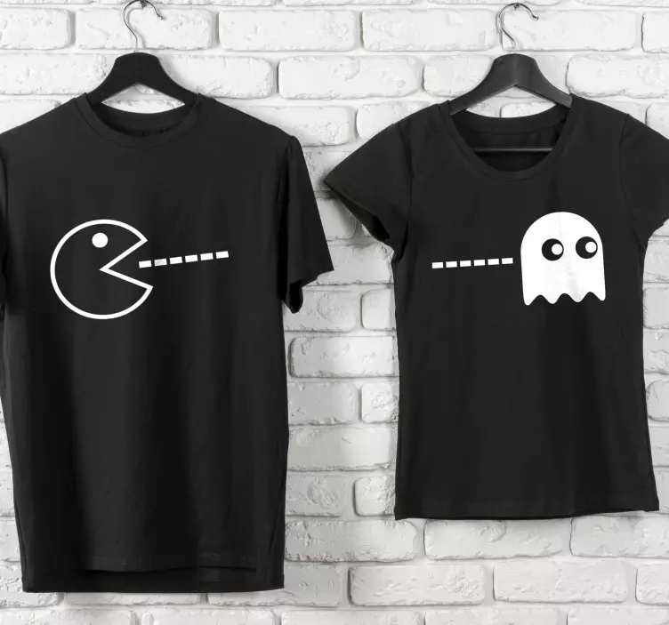 Monocolor pac-man og spøgelsespar t-shirts - TenStickers