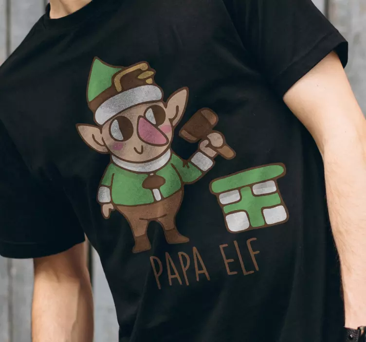 Papa elf festligt motiv jule t shirt - TenStickers