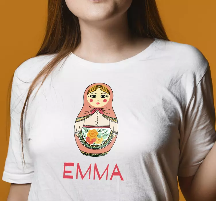 Personlig tilpasset russisk dukke t-shirt - TenStickers