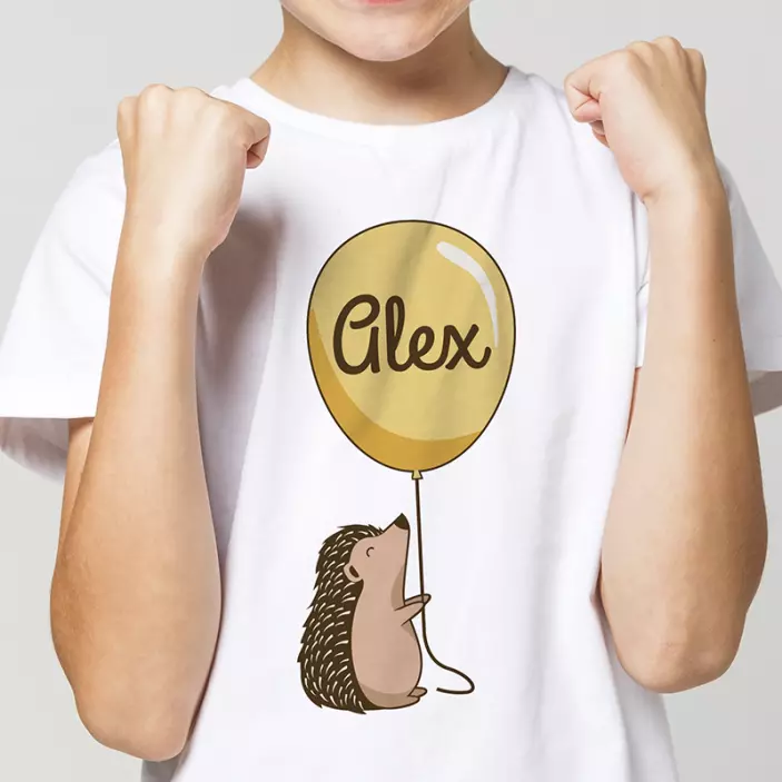 Porcupine med ballon og navn t-shirt - TenStickers