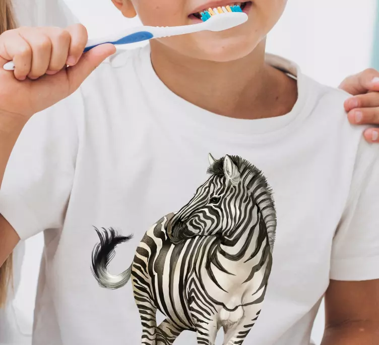 Portræt af en zebra børnet-shirt - TenStickers