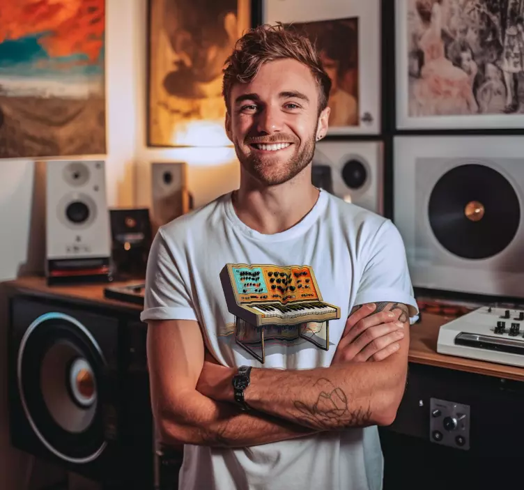 Retro synth tastatur original t shirt - TenStickers