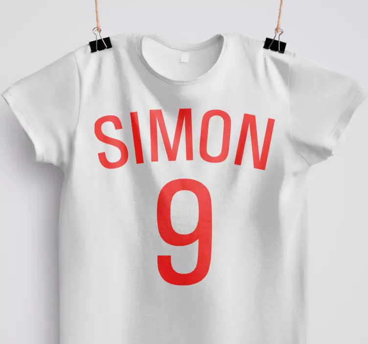Røde fodbold nummer t-shirts med navn - TenStickers