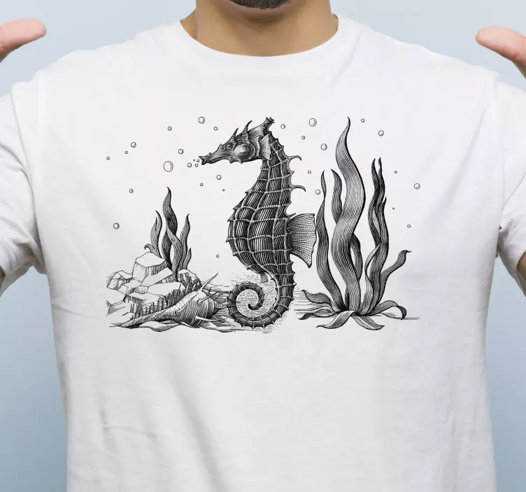 Searhorse håndtegne t-shirt - TenStickers