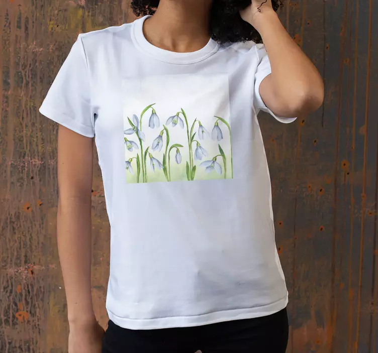 Smukke vintergækker blomsterdesign t-shirt - TenStickers