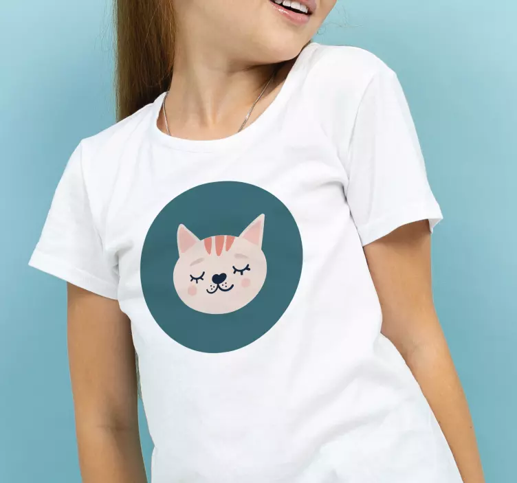 Sød kat hoved børne t-shirt - TenStickers
