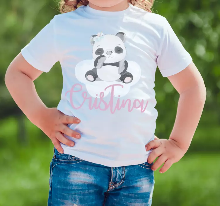 Sød panda til pige med navn T-shirts med navn - TenStickers