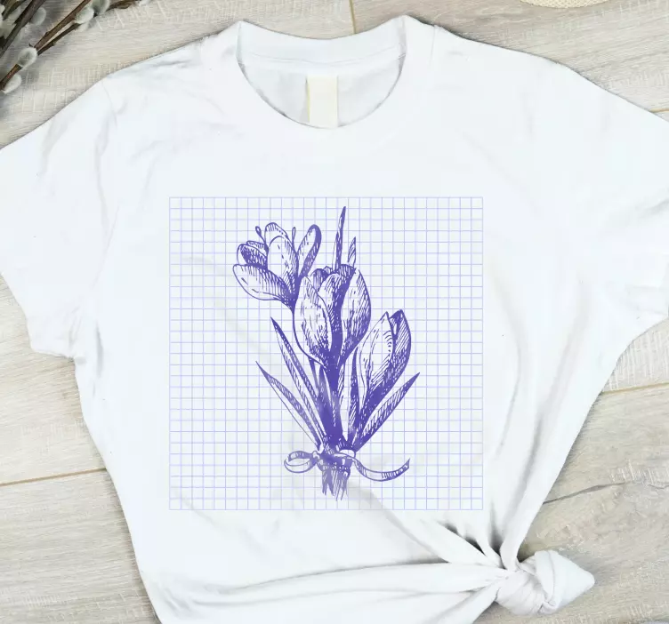 Sød tegning krokus blomst tilpasset t-shirt - TenStickers