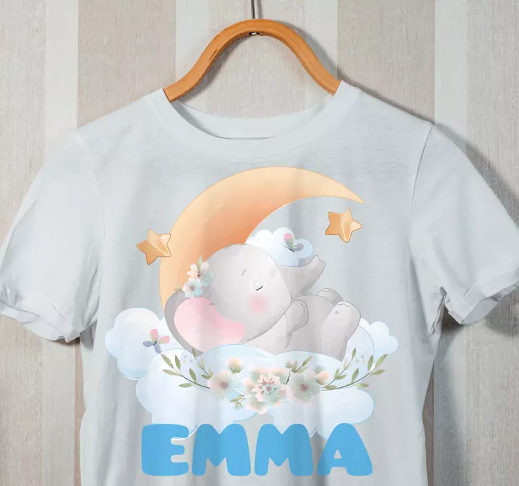 Søde dyr elefant med navn T-shirts med navn - TenStickers