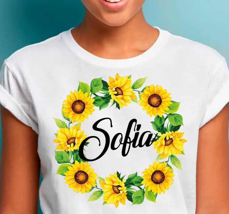 Sommerblomstkrone med navn T-shirts med navn - TenStickers