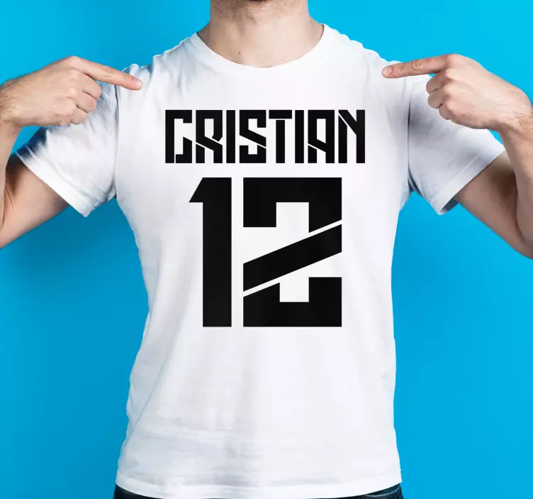 Sort design fodbold nummer t-shirt med navn - TenStickers