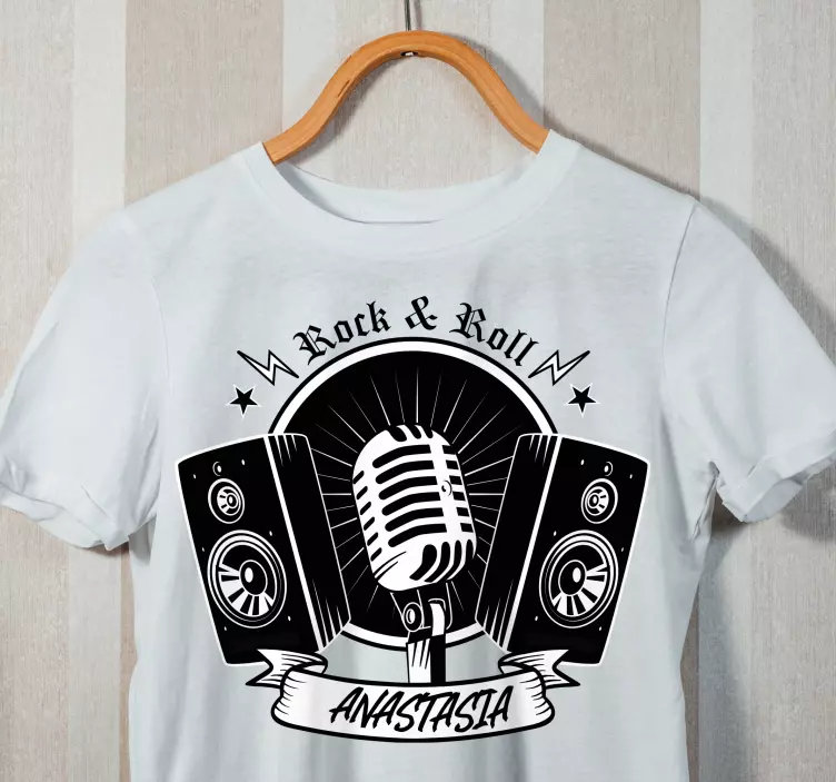 Sort mikrofon og højttaler med navn kid-t-shirt - TenStickers