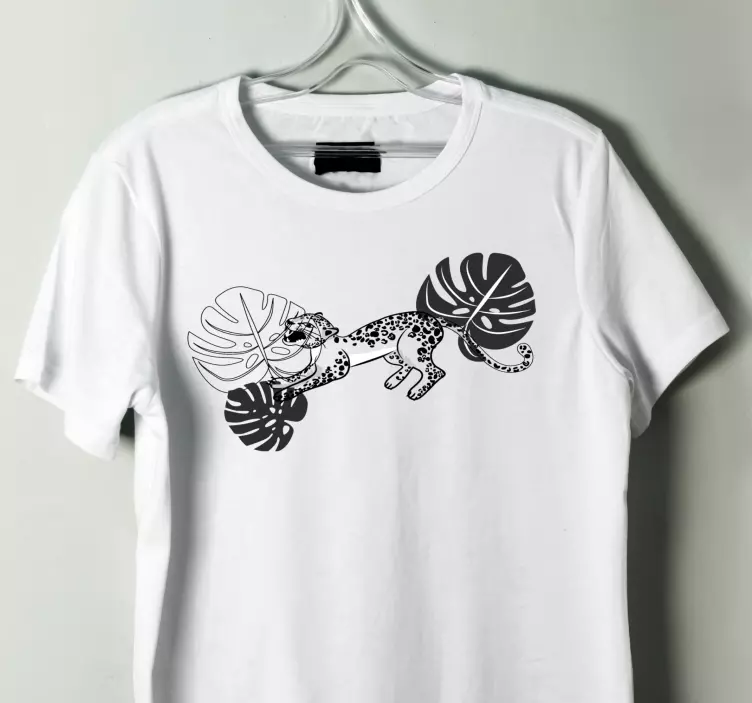 Sort hvid vild leopard tropisk skjorte - TenStickers