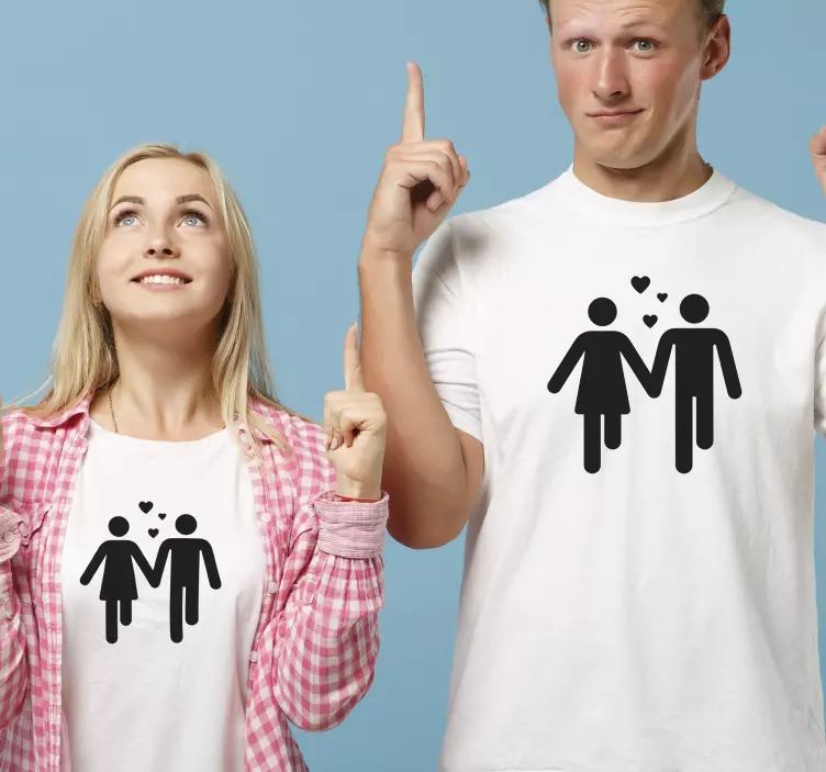 To tegn, der holder hænder, par t -shirts - TenStickers