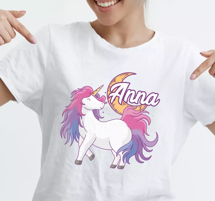 Unicorn and moon t-shirt til børn - TenStickers