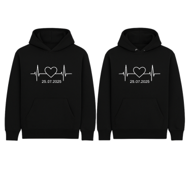Hjerteslag med brugerdefineret navn hoodie - TenStickers