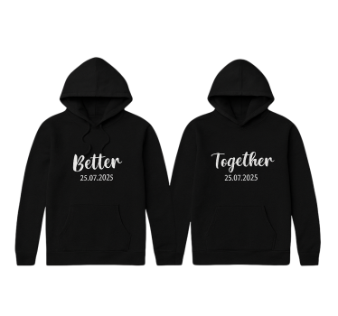 Bedre sammen brugerdefineret dato hoodie - TenStickers