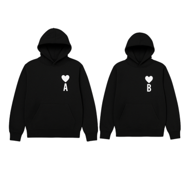 Brugerdefinerede navneinitialer og hjerte hoodie - TenStickers