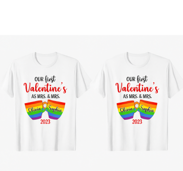 Par t-shirt lgbt første valentinsdag - TenStickers