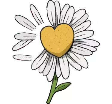 Daisy hjerte blomst t-shirt - TenStickers