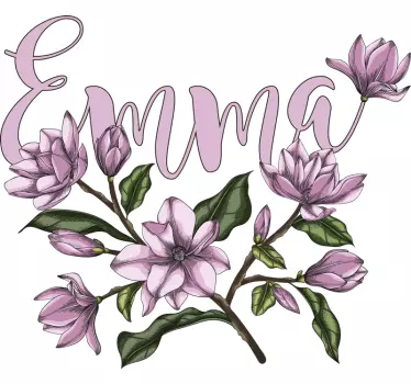 Magnolia med navn personlig t-shirt - TenStickers