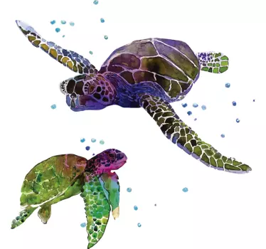 Farverig abstrakt skildpadder t-shirt - TenStickers