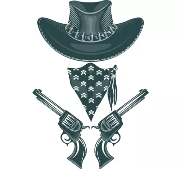 Cowboy hat, bandanna og revolvere t-shirt - TenStickers