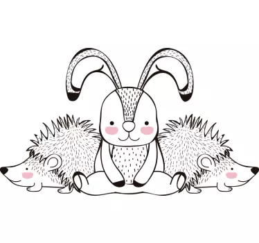 Sød kaninpindsvinfamilie original t-shirt - TenStickers