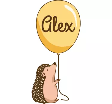 Porcupine med ballon og navn t-shirt - TenStickers