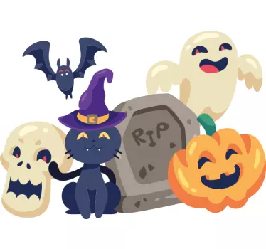 Sjove halloween symboler halloween t-shirt - TenStickers