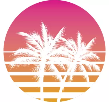 T-shirt solnedgang og palmetræer vintage - TenStickers