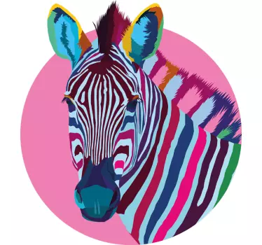 Original t-shirt med farverigt zebraansigt - TenStickers