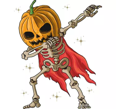 Dapping skelet med græskar halloween t-shirt - TenStickers