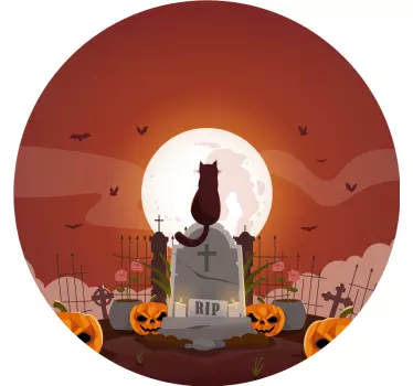 Sort kat på kirkegården halloween t shirt - TenStickers