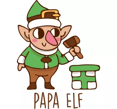 Papa elf festligt motiv jule t shirt - TenStickers