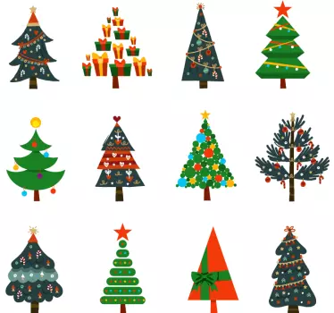 Glædelig jul med farvede juletræer julet-shirts - TenStickers