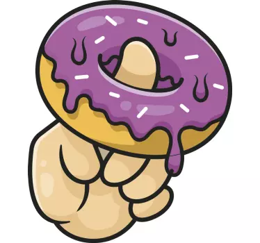 Finger og donut tegneserie t-shirt - TenStickers