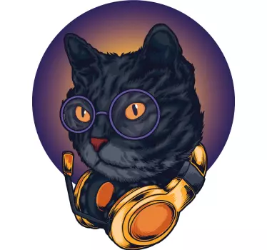 Kat med høretelefoner original t-shirt - TenStickers