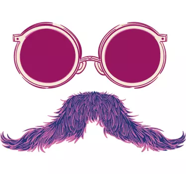 Original t-shirt med cool solbriller og mustache - TenStickers